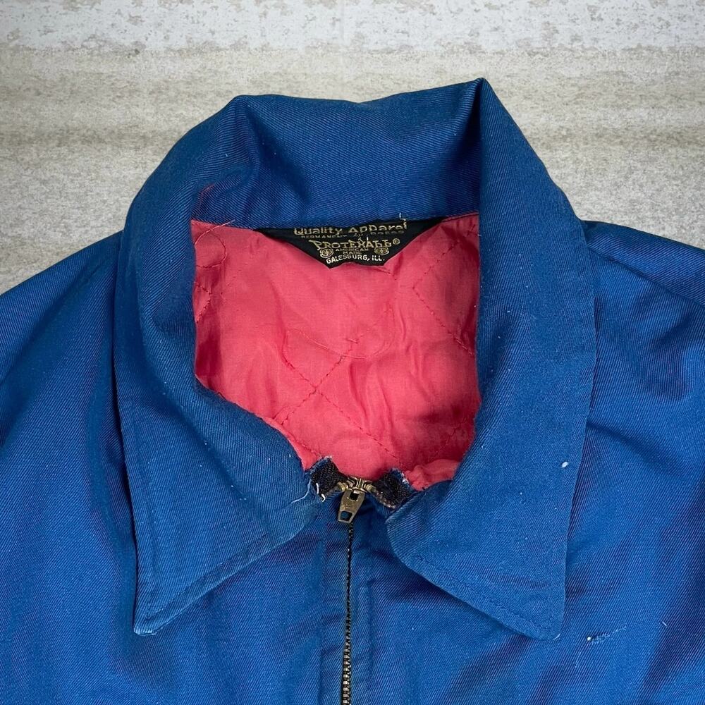 True Vintage Coveralls 70s Royal Blue Canvas Insulated Quilt Lined Zip Up - Picture 3 of 5